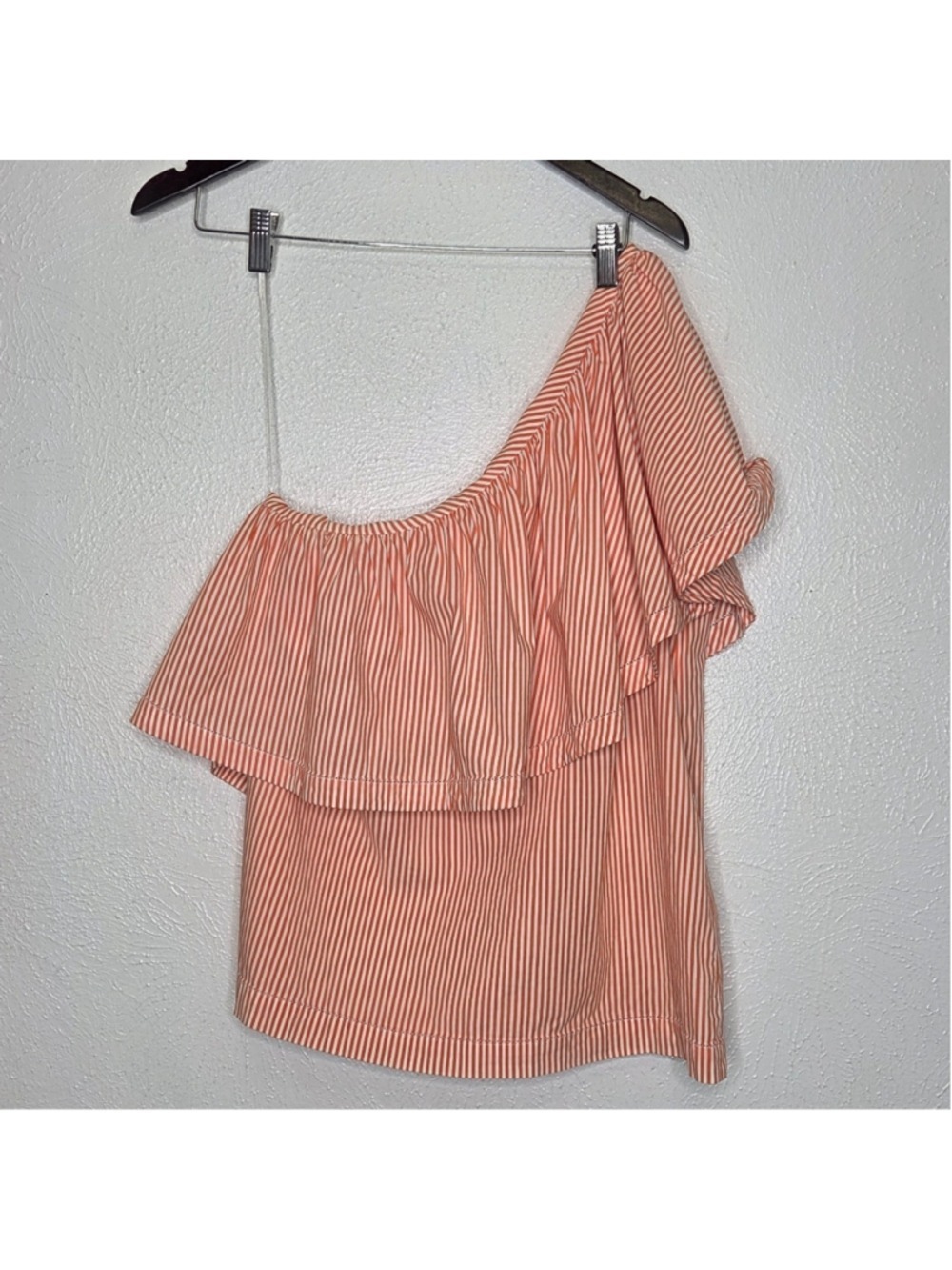 Trina Turk Mayreau Hot Mambo Orange Striped One Shoulder Top Women's Large
